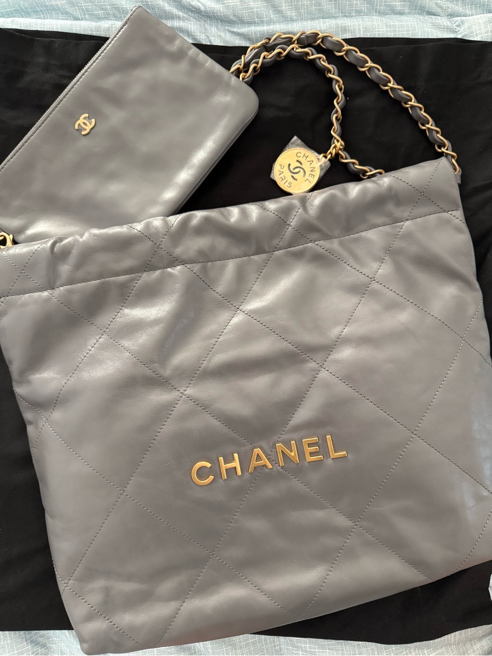 Chanel 22 Small in Gray – Full Set with Dust Bag & Box Included